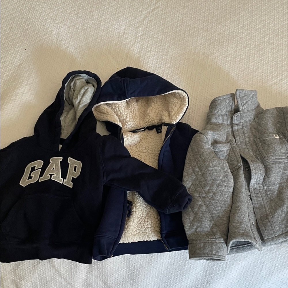 GAP Kids Navy and Lands End Navy and Easy Peasy gray sweatshirts